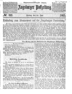 Augsburger Postzeitung Freitag 23. Juni 1865
