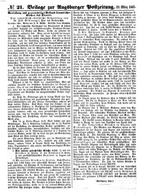 Augsburger Postzeitung Mittwoch 22. März 1865