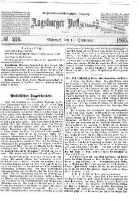 Augsburger Postzeitung Mittwoch 13. September 1865