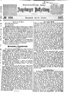 Augsburger Postzeitung Samstag 21. Oktober 1865
