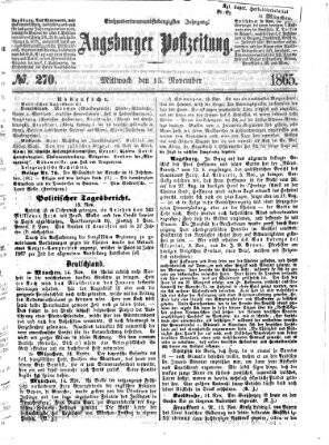 Augsburger Postzeitung Mittwoch 15. November 1865