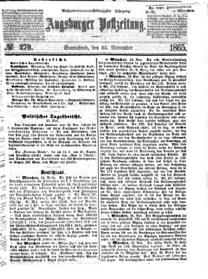 Augsburger Postzeitung Samstag 25. November 1865