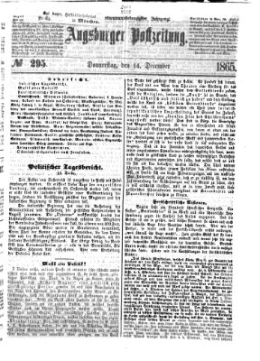 Augsburger Postzeitung Donnerstag 14. Dezember 1865