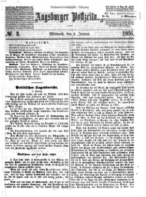 Augsburger Postzeitung Mittwoch 3. Januar 1866
