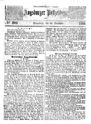 Augsburger Postzeitung Samstag 22. Dezember 1866