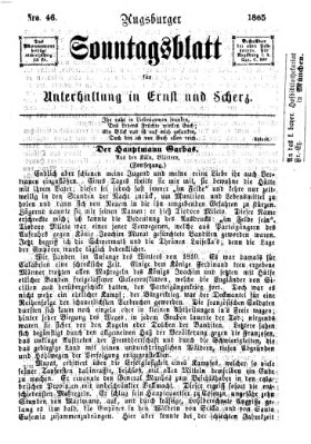 Augsburger Sonntagsblatt für Unterhaltung in Ernst und Scherz (Augsburger Postzeitung) Sonntag 19. November 1865