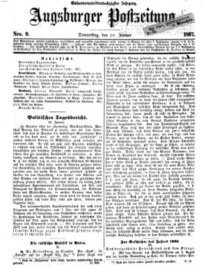 Augsburger Postzeitung Donnerstag 10. Januar 1867