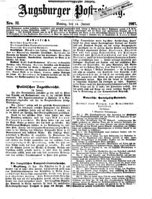 Augsburger Postzeitung Montag 14. Januar 1867