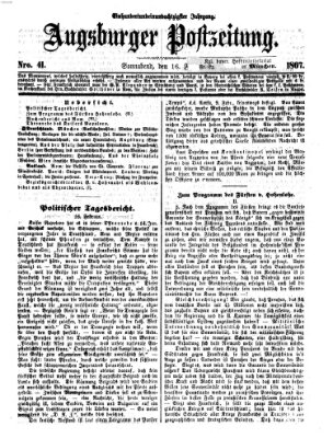 Augsburger Postzeitung Samstag 16. Februar 1867