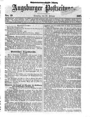 Augsburger Postzeitung Dienstag 26. Februar 1867