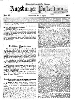 Augsburger Postzeitung Samstag 6. April 1867