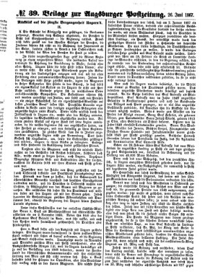 Augsburger Postzeitung Mittwoch 26. Juni 1867
