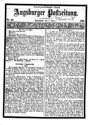 Augsburger Postzeitung Samstag 7. März 1868