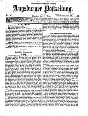 Augsburger Postzeitung Dienstag 17. März 1868