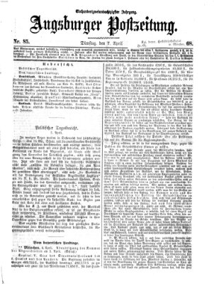 Augsburger Postzeitung Dienstag 7. April 1868