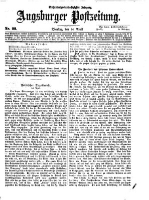 Augsburger Postzeitung Dienstag 14. April 1868