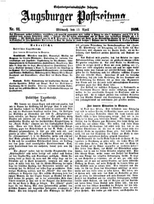 Augsburger Postzeitung Mittwoch 15. April 1868