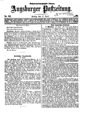 Augsburger Postzeitung Freitag 17. April 1868