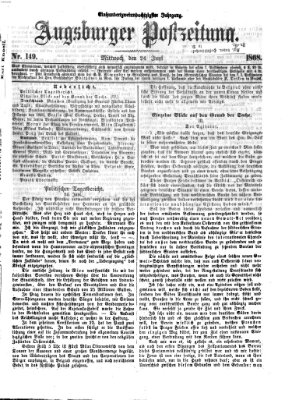 Augsburger Postzeitung Mittwoch 24. Juni 1868