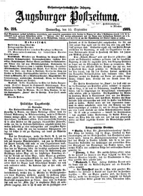Augsburger Postzeitung Donnerstag 10. September 1868