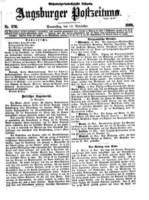 Augsburger Postzeitung Donnerstag 12. November 1868