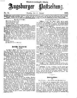 Augsburger Postzeitung Samstag 16. Januar 1869