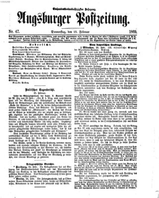Augsburger Postzeitung Donnerstag 25. Februar 1869