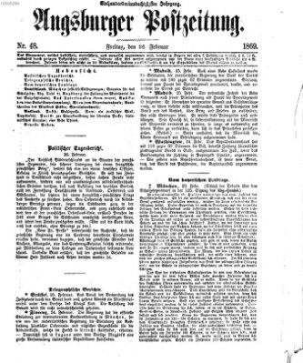 Augsburger Postzeitung Freitag 26. Februar 1869