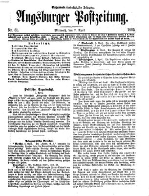 Augsburger Postzeitung Mittwoch 7. April 1869