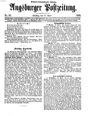 Augsburger Postzeitung Dienstag 27. April 1869
