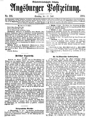 Augsburger Postzeitung Samstag 17. Juli 1869