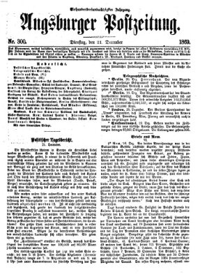 Augsburger Postzeitung Dienstag 21. Dezember 1869
