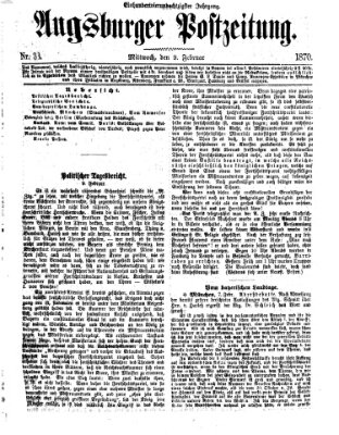 Augsburger Postzeitung Mittwoch 9. Februar 1870