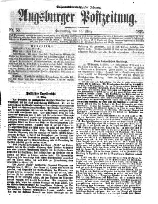 Augsburger Postzeitung Donnerstag 10. März 1870