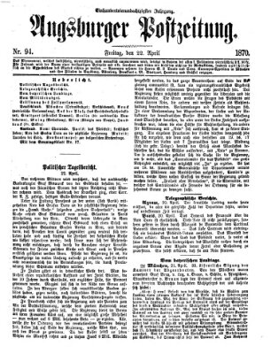 Augsburger Postzeitung Freitag 22. April 1870