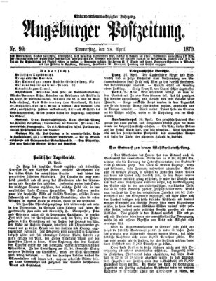 Augsburger Postzeitung Donnerstag 28. April 1870