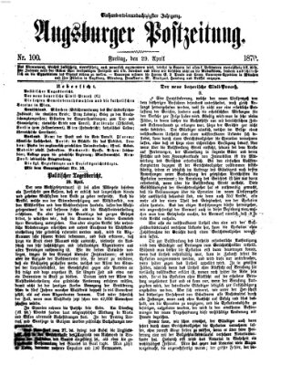 Augsburger Postzeitung Freitag 29. April 1870