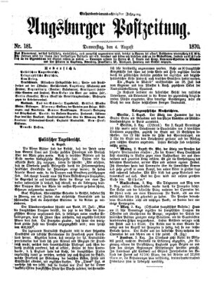 Augsburger Postzeitung Donnerstag 4. August 1870