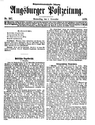 Augsburger Postzeitung Donnerstag 3. November 1870