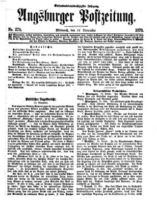 Augsburger Postzeitung Mittwoch 16. November 1870