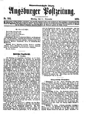 Augsburger Postzeitung Montag 21. November 1870