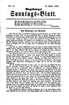 Augsburger Sonntagsblatt (Augsburger Postzeitung) Sonntag 20. November 1870