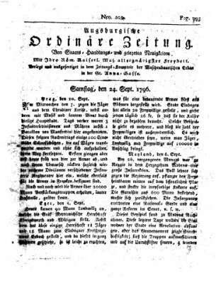 Augsburgische ordinäre Zeitung von Staats-Handlungs- und gelehrten Neuigkeiten (Augsburger Abendzeitung) Samstag 24. September 1796