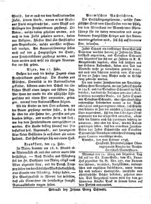Augsburgische ordinäre Zeitung von Staats-Handlungs- und gelehrten Neuigkeiten (Augsburger Abendzeitung) Samstag 24. Februar 1798