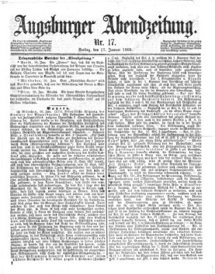 Augsburger Abendzeitung Freitag 17. Januar 1868