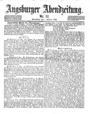 Augsburger Abendzeitung Samstag 1. Februar 1868