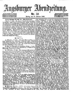 Augsburger Abendzeitung Freitag 28. Februar 1868