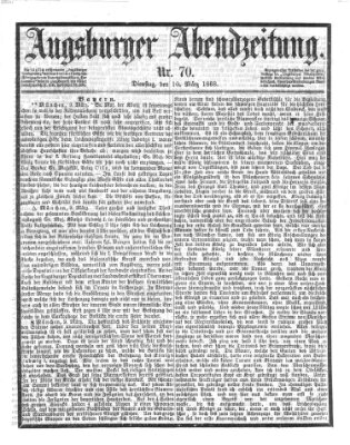 Augsburger Abendzeitung Dienstag 10. März 1868