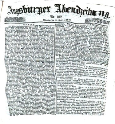 Augsburger Abendzeitung Montag 13. April 1868