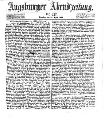 Augsburger Abendzeitung Dienstag 28. April 1868